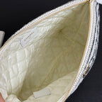 Chanel 26 Woven Clutch 19 White Black Canvas