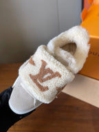 LV 26s Platform Sneakers Beige Brown Monogram Suede Wool 621160