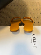 Celine 26 Flat Mule Slippers Mustard Yellow Sheepskin 621529