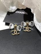 CC Transparent Acrylic Bow Gold Earrings