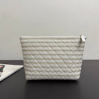 Chanel 26 Woven Clutch 19 White Beige Canvas