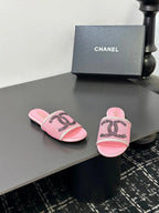 CC 2026 Slippers Pink Black Mesh Sheepskin 668147