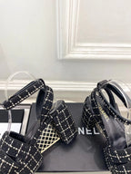 CC 26s HighHeeled Platform Sandals 85 Black Tweed 631863
