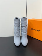 LV 26s Mid-Calf Boots 110 Gray Knit Fabric 619402
