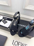CC 26s HighHeeled Platform Sandals 85 Black Striped Fabric 631870