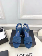 CC 26s HighHeeled Platform Sandals 85 Dark Blue Denim 631871