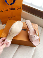 LV 26s High Heels 55 Slippers Light Pink Sheepskin 614982
