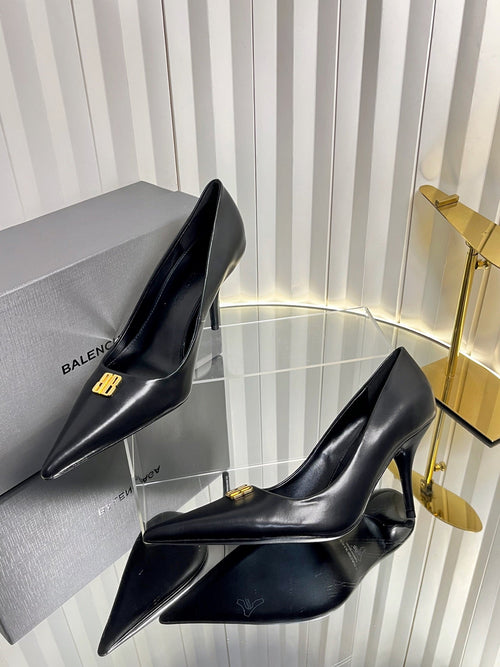 Balenciaga 2026 Avenue BB Editor 85mm Pump Black Calfskin 616567