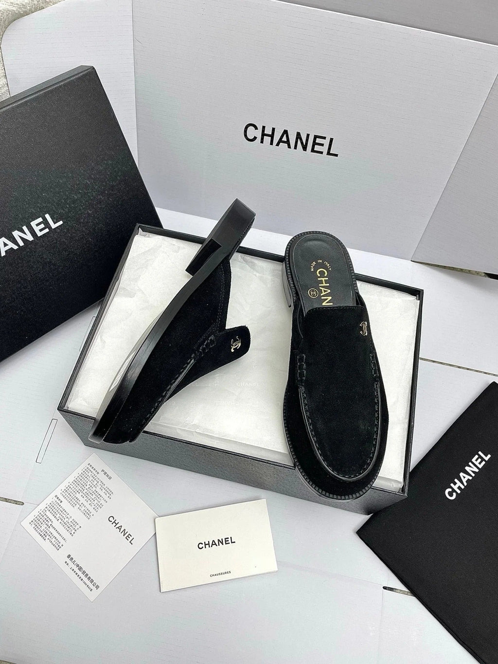 CC 26s Double C Mule Black Suede 645302