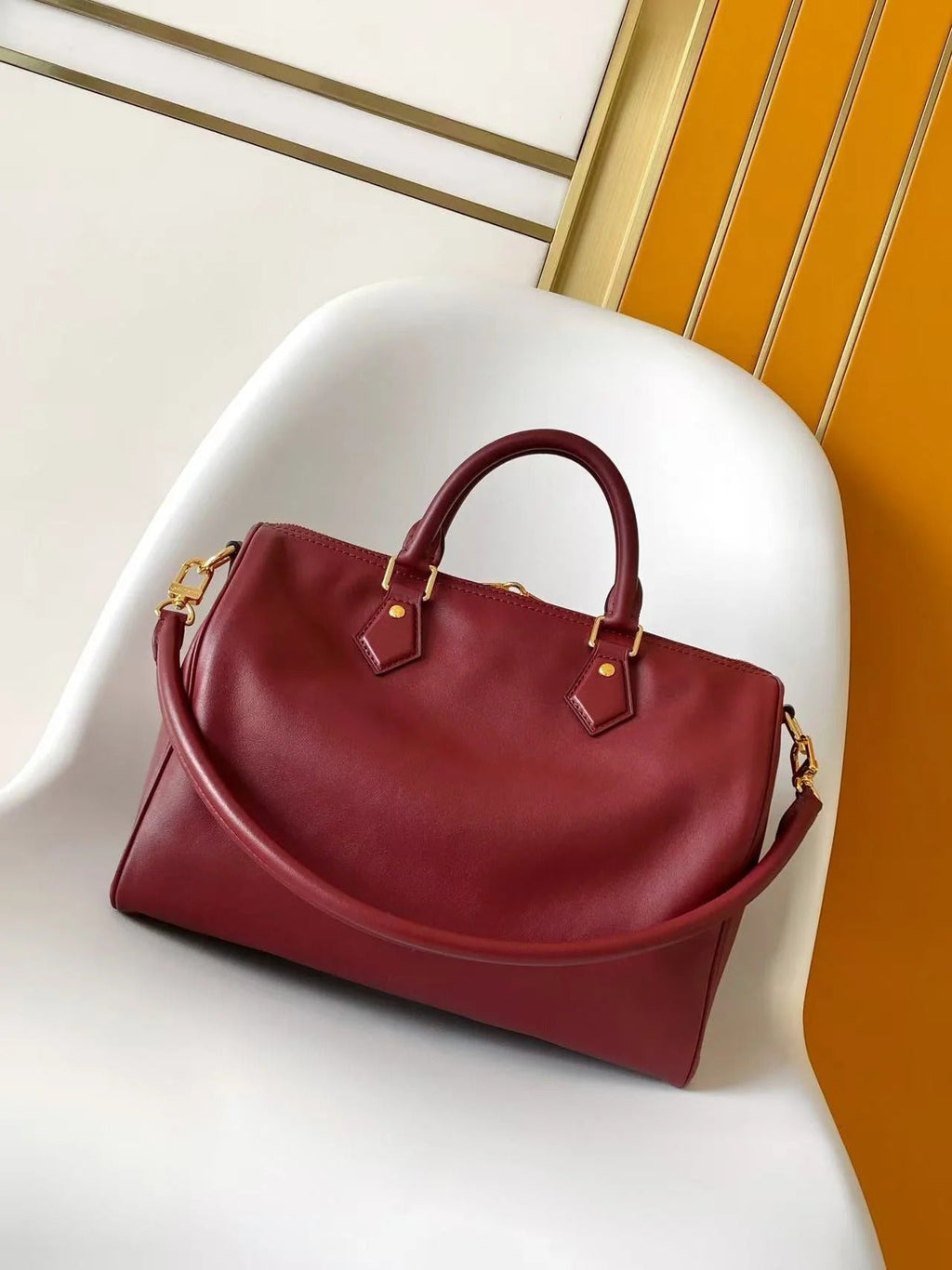LV Speedy Soft 30 Bag Plum Pink Calfskin