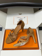 HM 25S HIGH-HEEL SANDAL 105 MM IN BROWN SUEDE