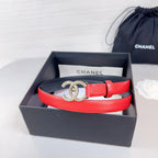 CC BELT 20 MM IN CRIMSON RED SMOOTH CALFSKIN GOLD HARDWARE ATTACH RHINSTONE