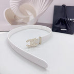 CC 30MM BELT IN WHITE SMOOTH CALFSKIN METAL HARDWARE