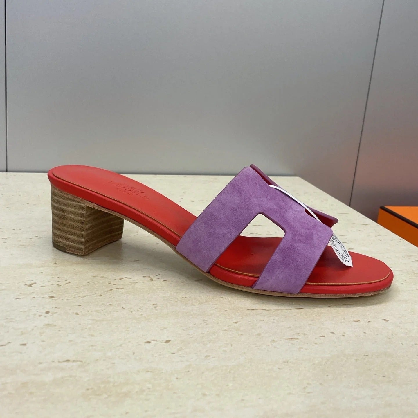 HM 26ss Oran Sandals 45 Red Purple Suede Cowhide 607214
