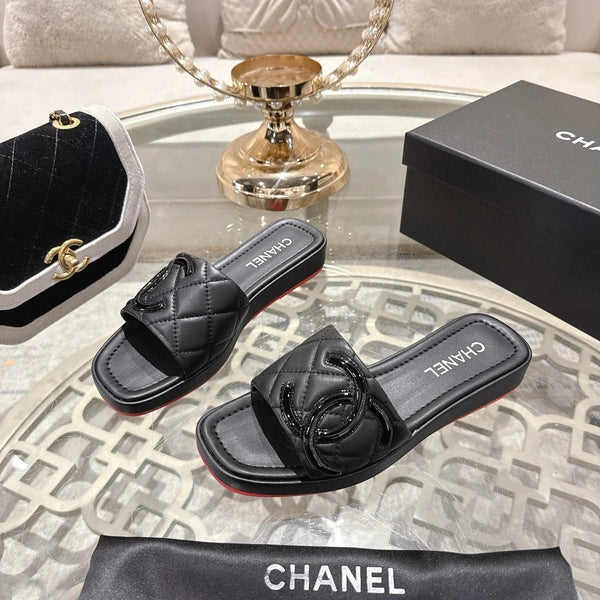 CC 26s Platform Slippers Black Sheepskin 627069