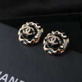 CC Enamel Black Gold Earrings