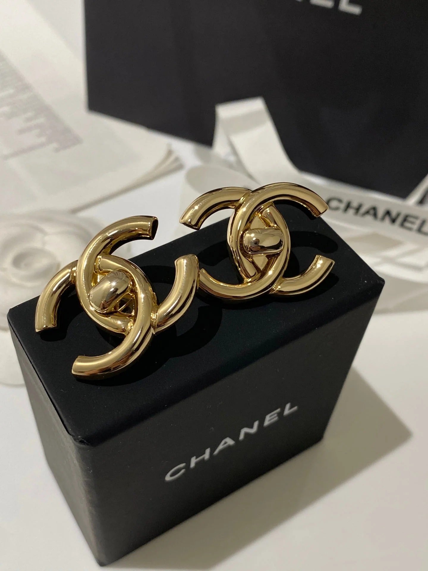 CC Double C Large Backpack Gold Earrings