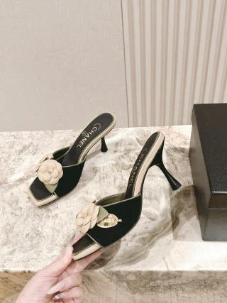 CC 26s Flower High Heel Slippers 85 Sheepskin 658383