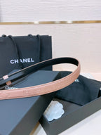 CC BELT 20MM IN PEACHY PINK EMBROIDERED CALFSKIN GOLD HARDWARE ATTACH PEARLS