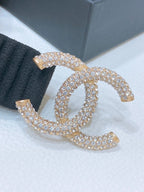 CC ELASTIC BELT 30MM IN BLACK WOOL FABRIC GOLD HARDWARE WITH RHINSTONES