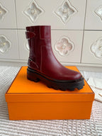 HM JAIME ANKLE BOOT IN BURGUNDY RED CALFSKIN