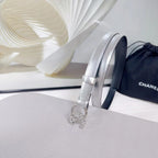 CC BELT 20 MM IN SILVER SMOOTH CALFSKIN SILVER HARDWARE ATTACH RHINSTONE
