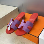 HM 26ss Oran Sandals 45 Red Purple Suede Cowhide 607214