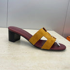 HM 26ss Oran Sandals 45 Burgundy Yellow Suede Cowhide 607215