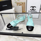 CC 26s Flat Sandals Light Turquoise Cowhide Patent Leather 183570