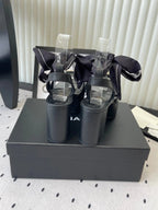 CC 26s Platform Sandals 75 Black Sheepskin Mixed Gold Charm 650091