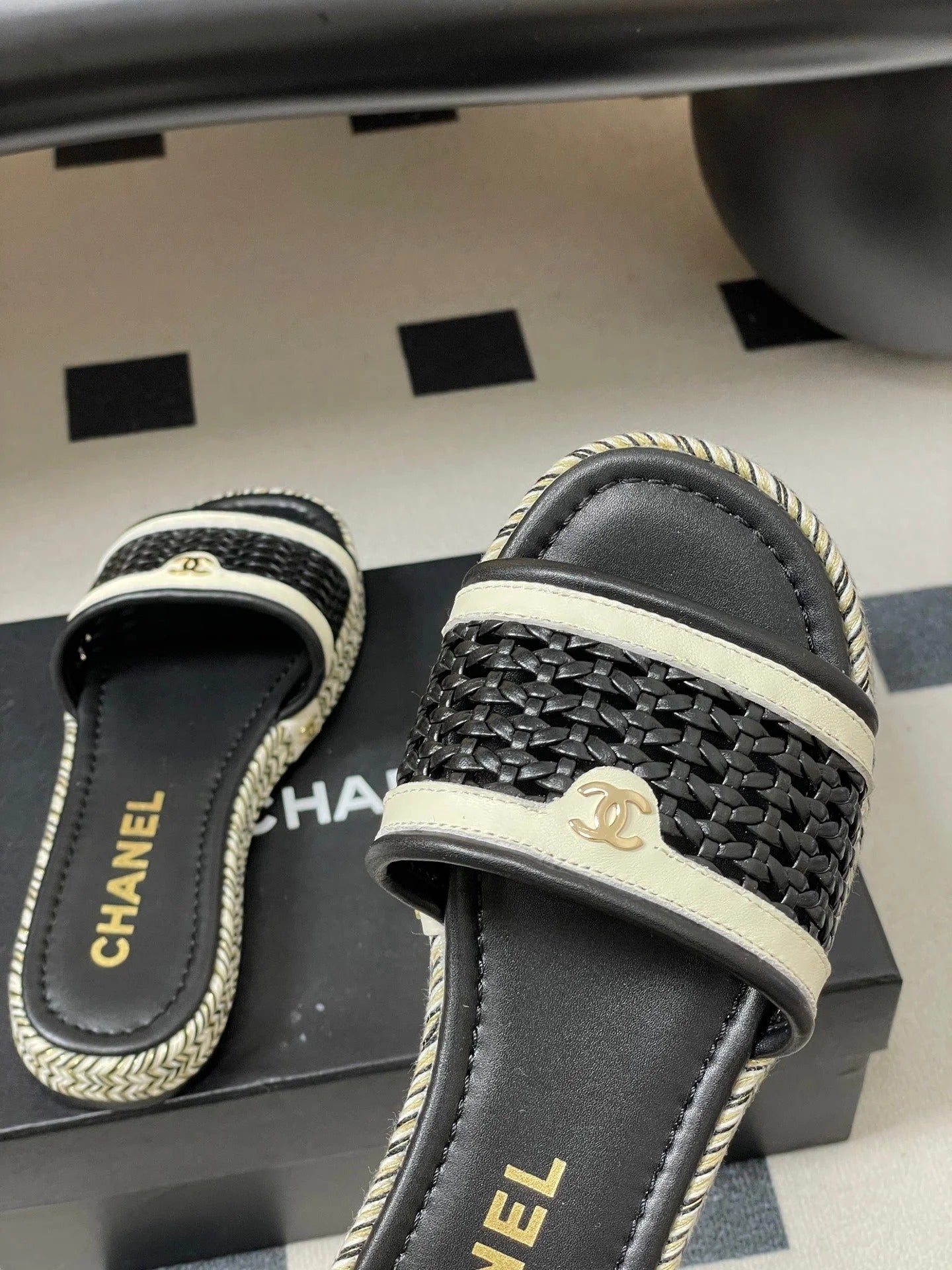 CC 26s Platform Slippers Black Cowhide 649461