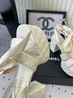 CC 26s Platform Sandals 75 White Sheepskin 650085