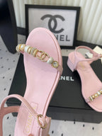 CC 26s Sandals 35 Light Pink Sheepskin Pearls 650101