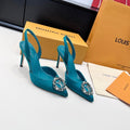 LV 26s Slingback 95 Teal Blue Premium Satin 622441