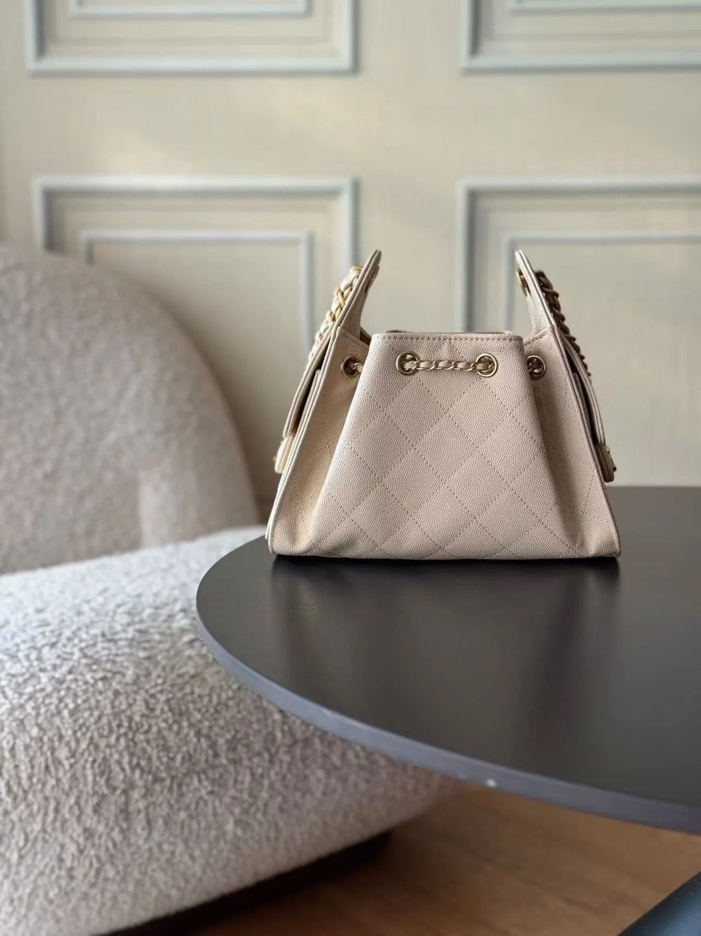 Chanel 2026 Hobo Bag 22cm Nude Calfskin