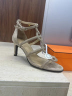 HM 26ss High Heels Sandals 70 Beige Suede 633220