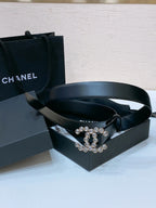 CC BELT 30 MM IN BLACK CALFSKIN PEARL LOGO