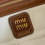 BEAU BAG 28 BLUE AND BEIGE STRIPES IN CANVAS AND CALFSKIN