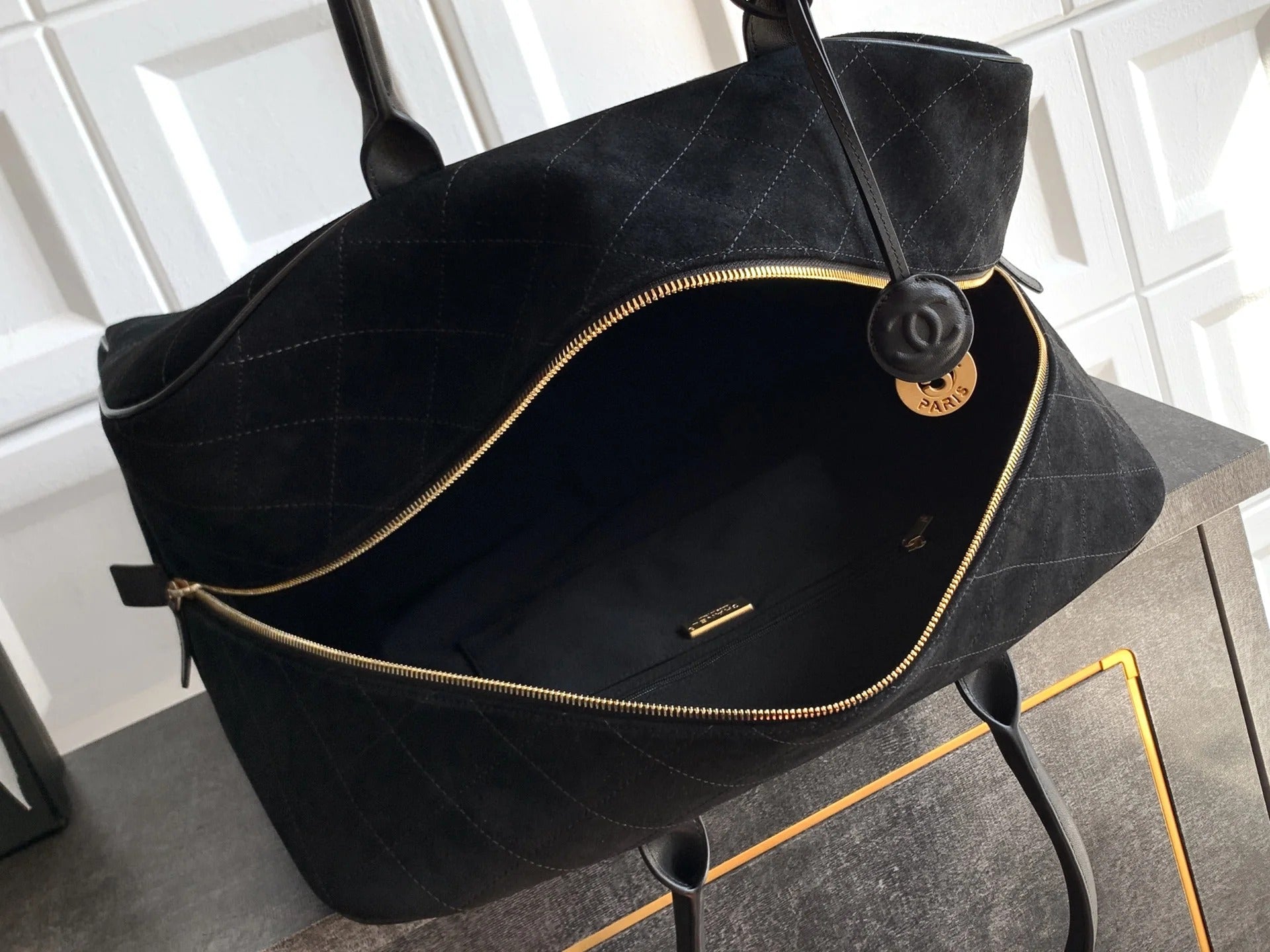 Chanel 2026 Boston Bag 41cm Black Suede