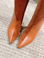 HM HILONA 6 CM BOOTS IN BRONZE BROWN CALFSKIN AND SUEDE