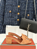 HIGH HEELS IN BROWN SUEDE AND LAMBSKIN