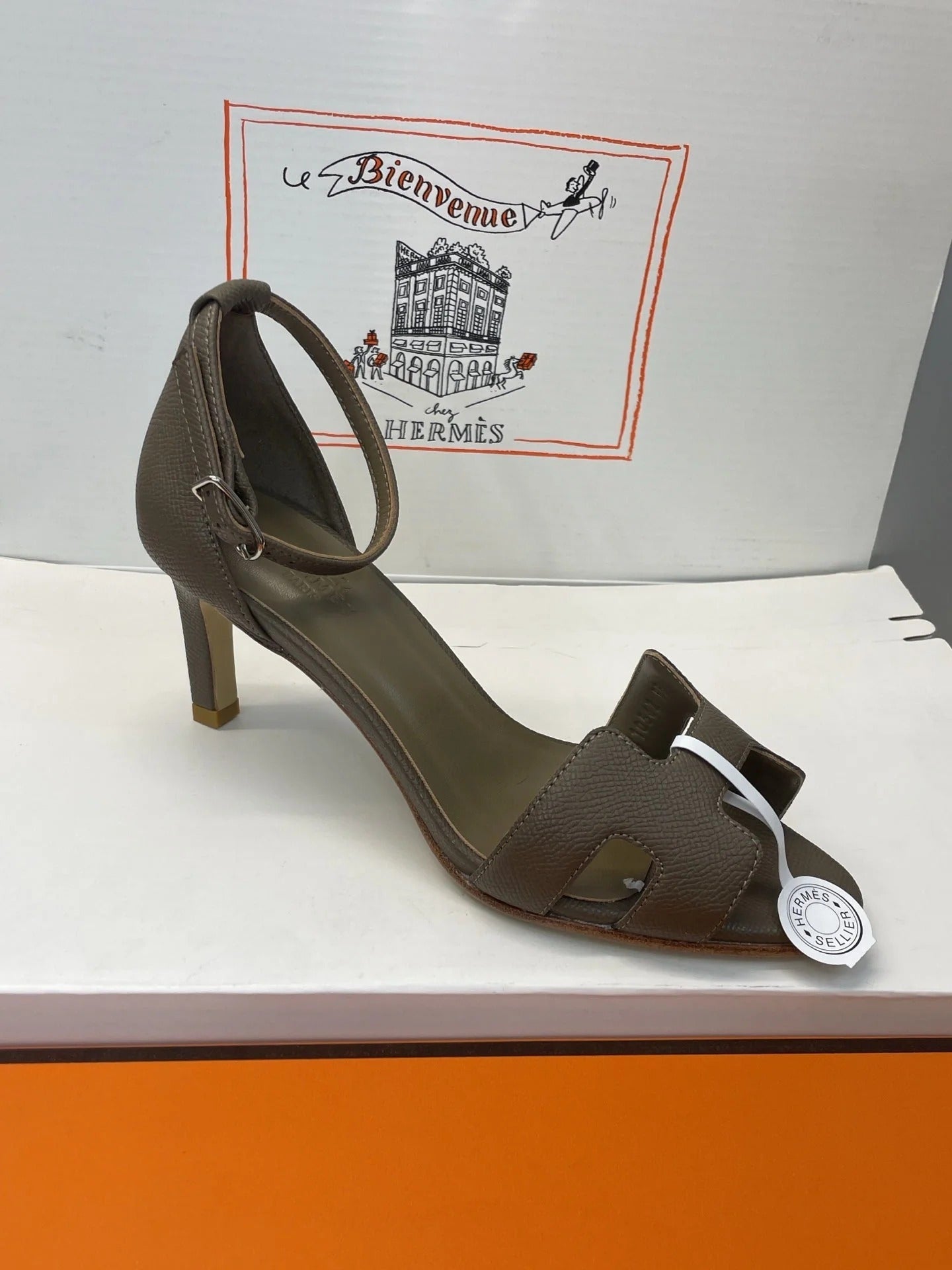 HM 26ss High Heel Sandals 70 Olive Green Cowhide 607123