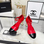 CC 26s Sandals 80 Red Black Cowhide Patent Leather 183565