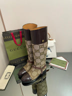 Gucci 2026 Boot Brown mix Beige Canvas Leather 911944