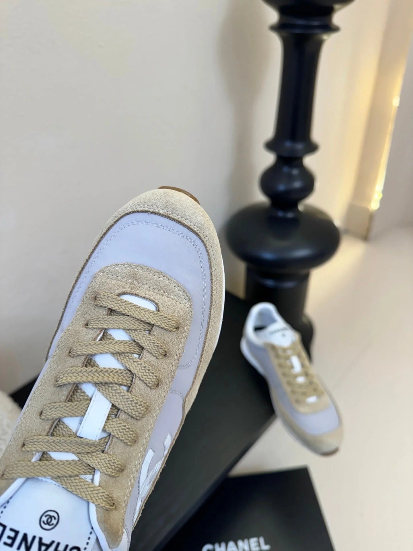 CC 26s Platform Sneakers Ivory Light Beige Sheepskin 627227