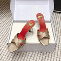 YSL 26ss High-Heeled Mules 75 Satin Leather
