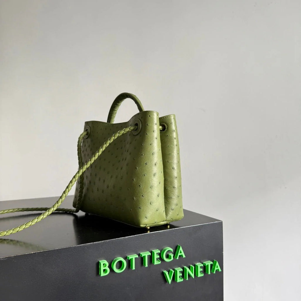 Bottega Veneta 2026 Andiamo Bag Avocado Green Ostrich Leather