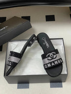 CC 26s Flat Sandals Black Sheepskin Rhinestones 649516