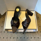 YSL 26ss High Heeled Mules 75 Sheepskin