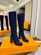 LV High Boots 85 Dark Blue Denim 573733